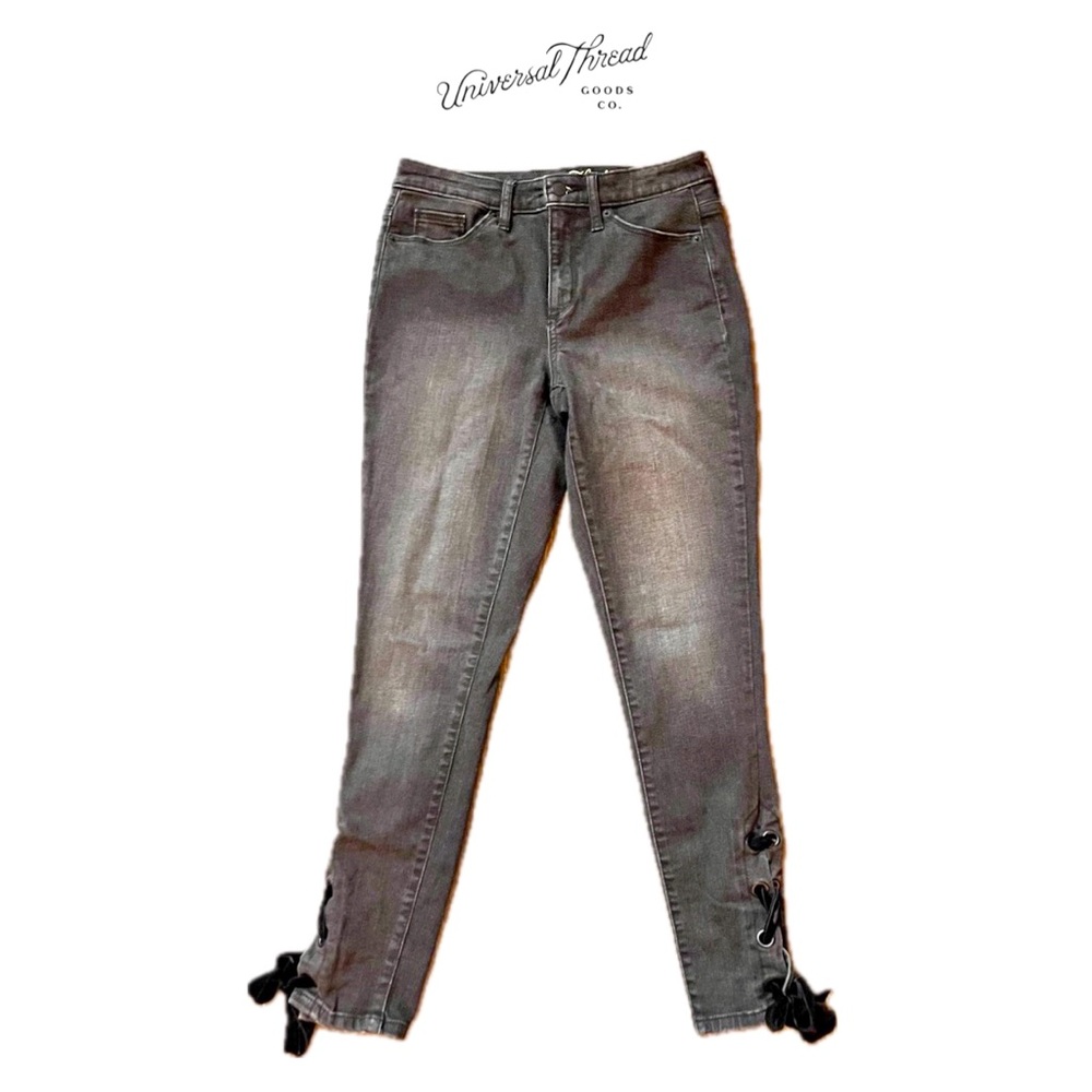UNIVERSAL THREAD Women's High-Rise Lace-Up Skinny Jeans Black Wash Sz 4/27R